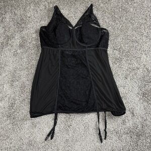 Womens Black Lace Mesh Babydoll Chemise Lingerie 3X Romantic Boudoir Cozy